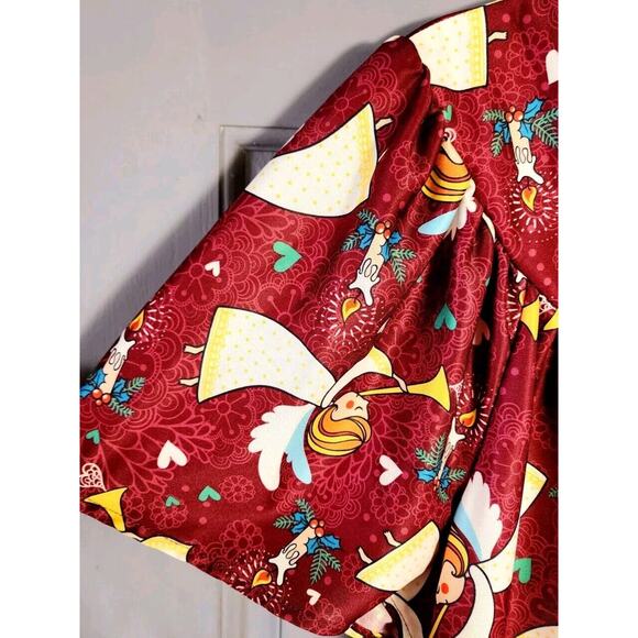 VTG 80s Anthony Richards House Dress MuuMuu Plus Sz 1X Pockets Christmas Angels - Picture 6 of 9